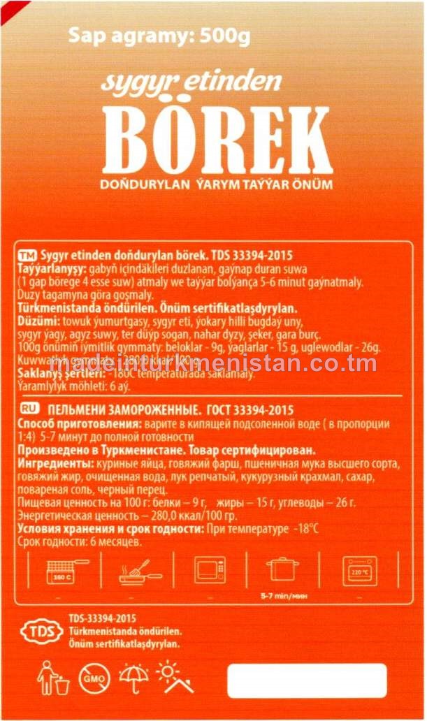 Sygyr etinden doňdurylan börek