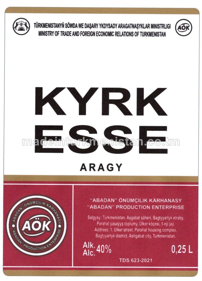 "Kyrk Esse" aragy. Alk: 40%