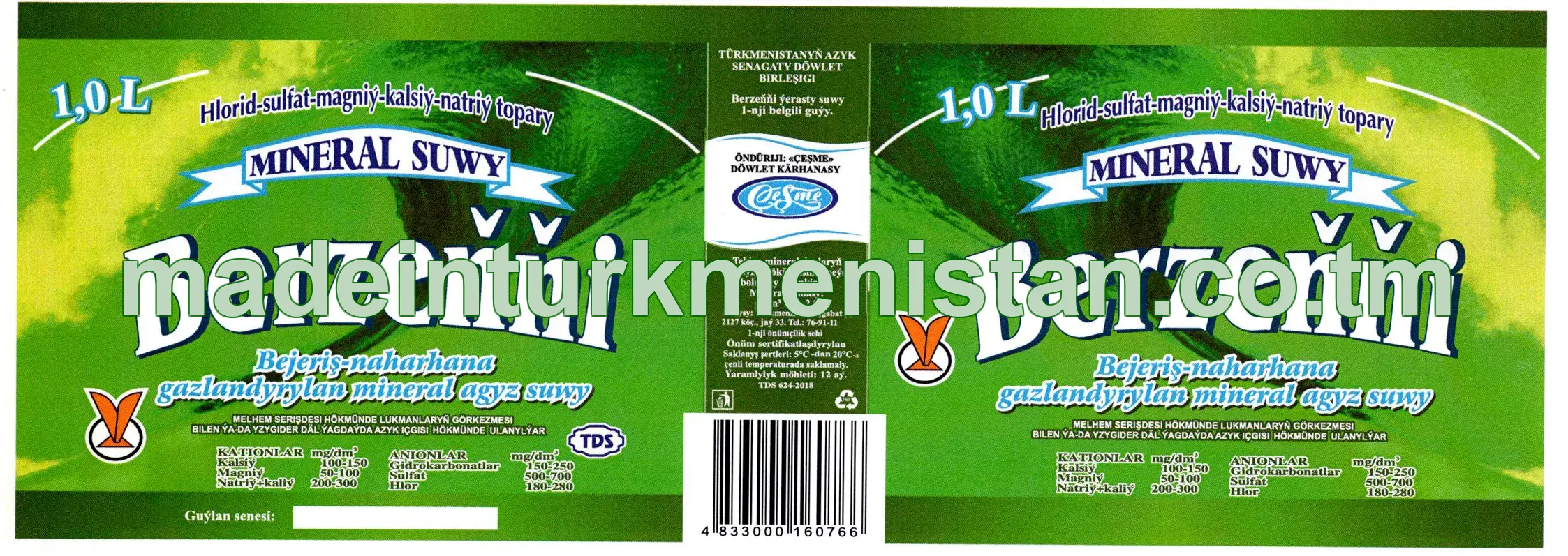 "Berzeňňi" bejeriş-naharhana gazlandyrylan mineral agyz suwy 
