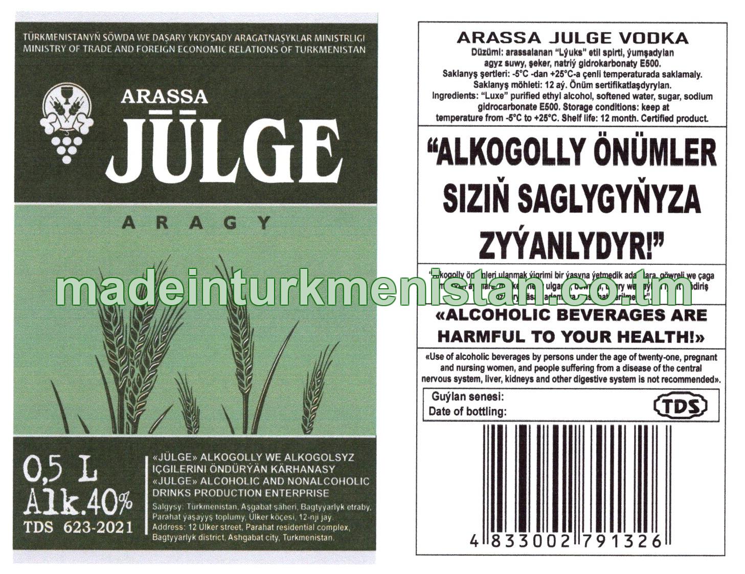 "Arassa jülge" aragy. Alk: 40%