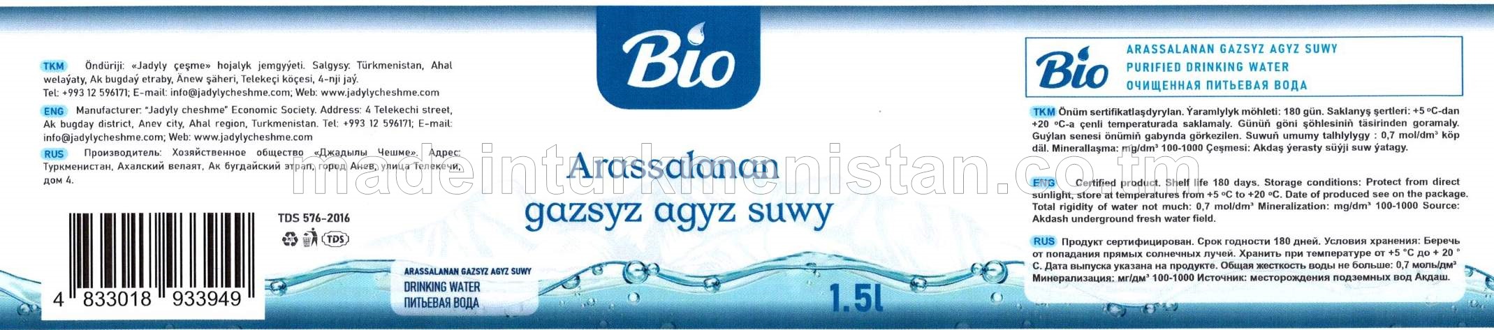 Arassalanan gazsyz agyz suwy