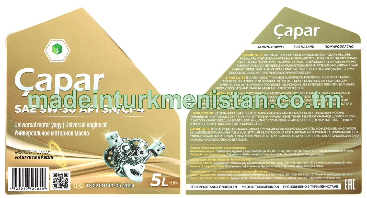 Uniwersal motor ýagy SAE 5W-30 API SN/CI-4