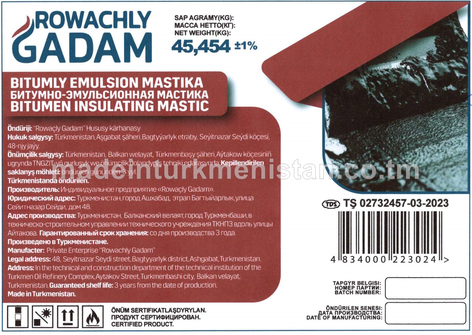 Bitumly emulsion mastika 