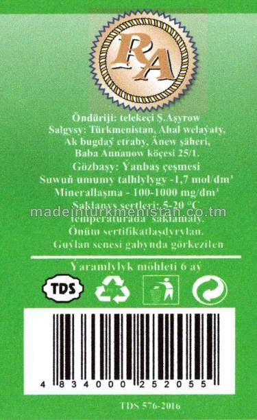 "RAHATLYK" arassalanan gazsyz agyz suwy