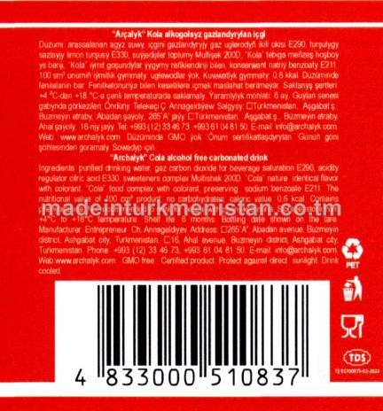 Kola alkogolsyz gazlandyrylan içgi