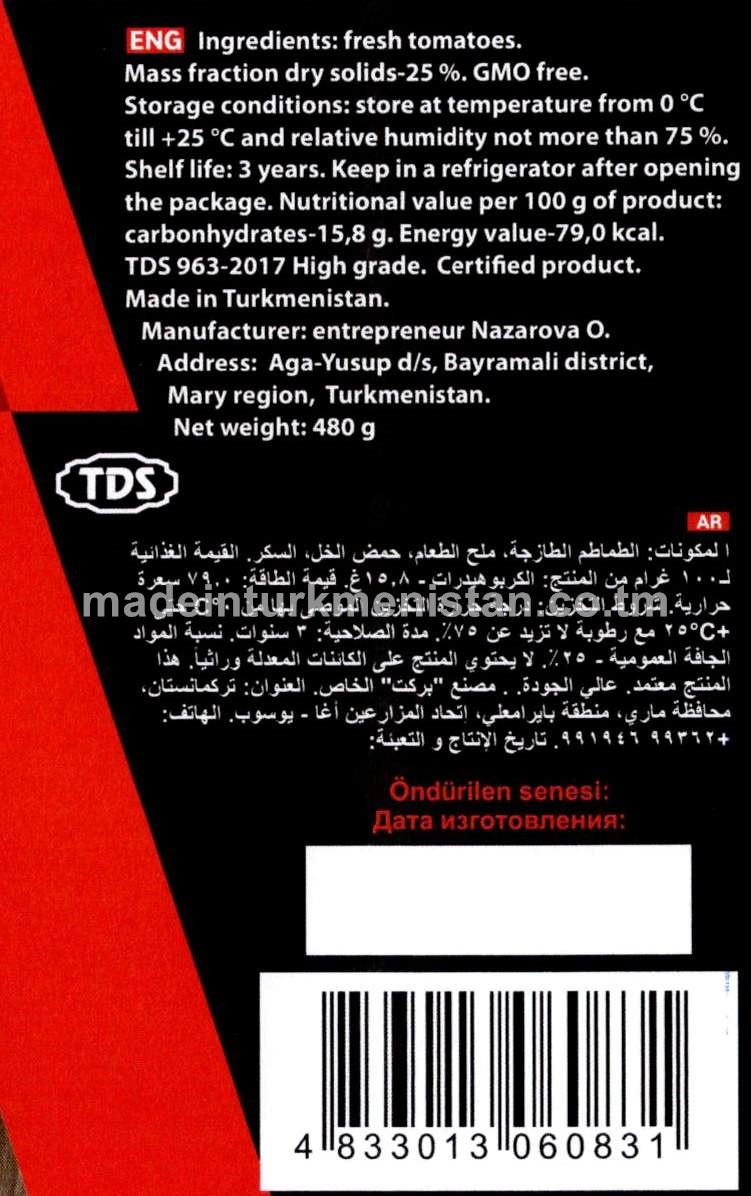 Ýokary hilli konsentrirlenen tomat goýutmasy