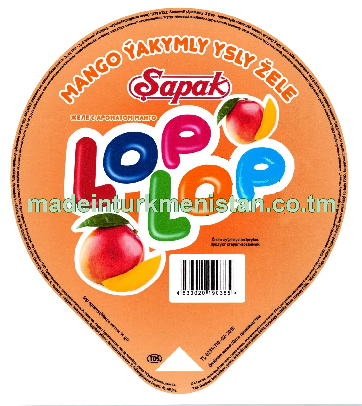 "Lop lop" mango ýakymly ysly žele