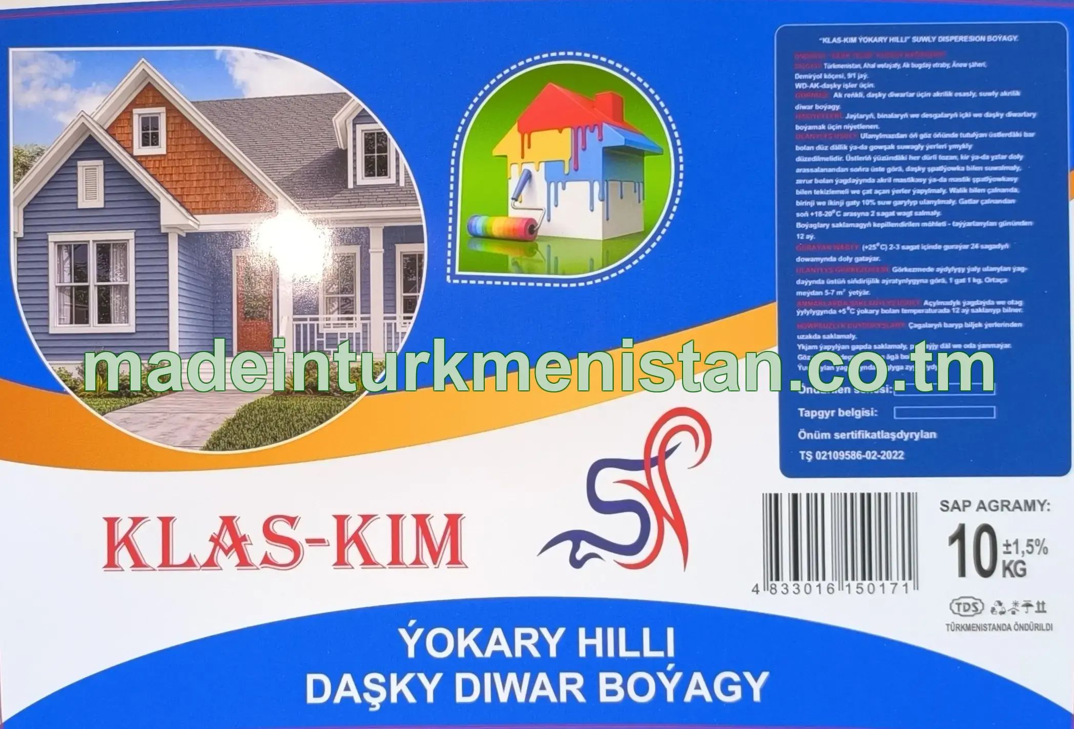 "Klas-Kim" Ýokary hilli suwly dispersion boýagy, ak reňkli, WD-AK (daşky diwar boýagy)