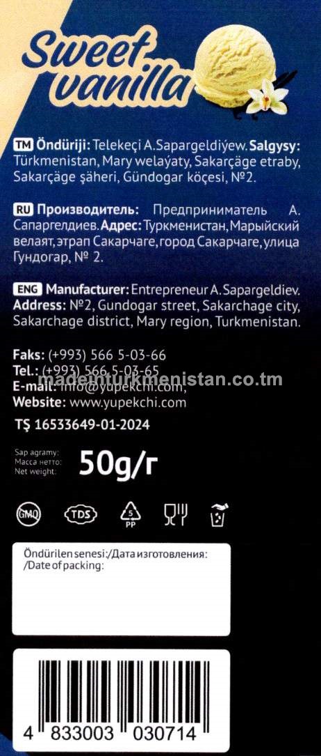 "Real" süýji-wanilla tagamly mekgejöwen patragy