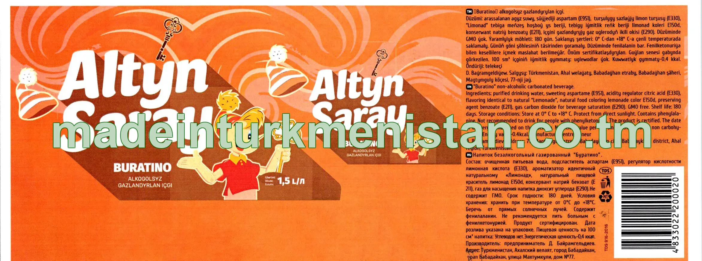 Buratino alkogolsyz gazlandyrylan içgi 