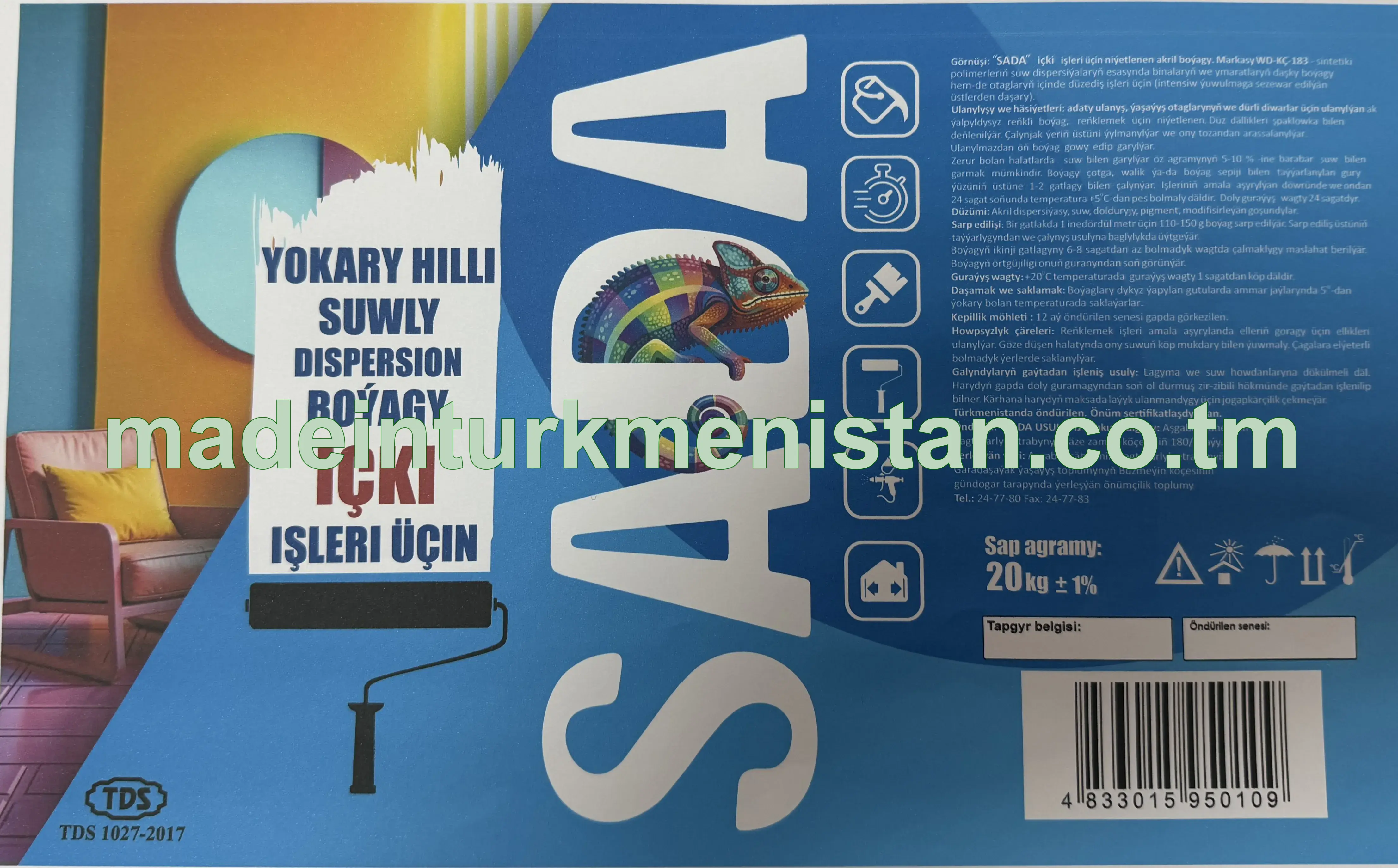 "SADA" içki işleri üçin niýetlenen akril boýagy. Markasy: WD-KÇ-183