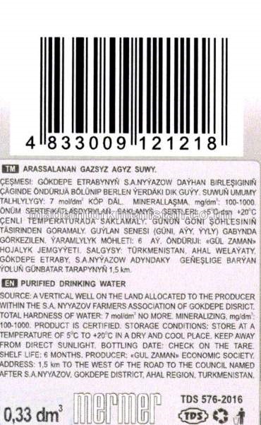 "mermer" arassalanan gazsyz agyz suwy