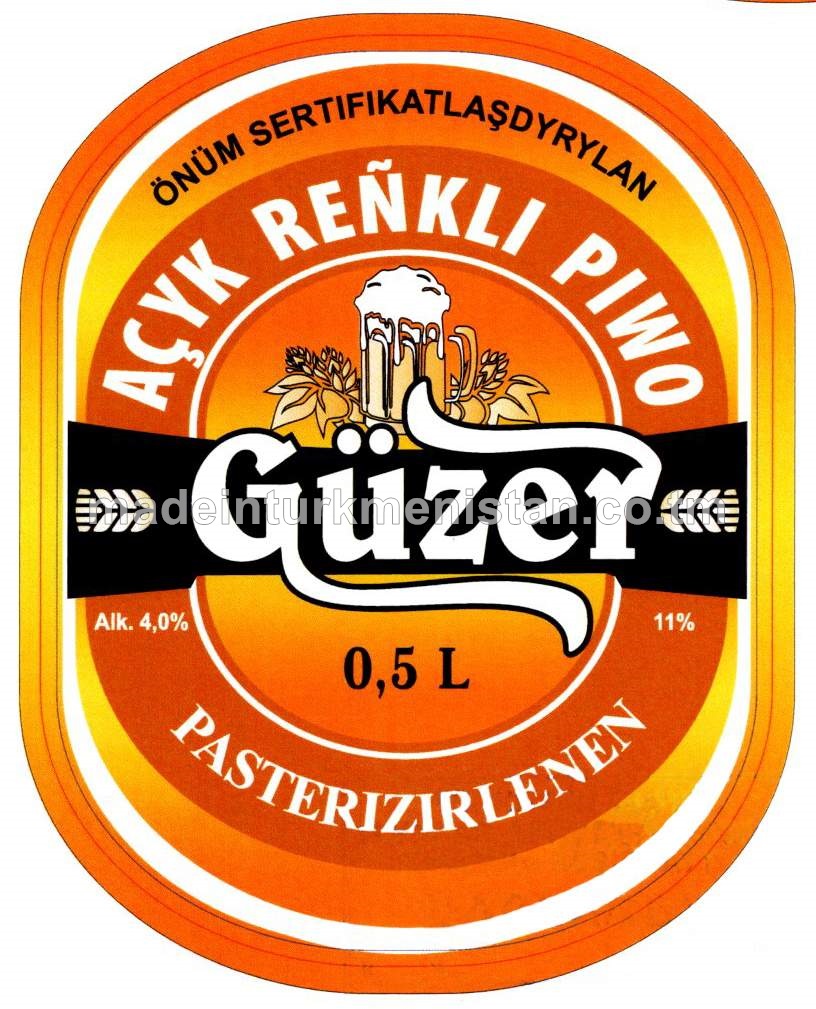 Pasterizirlenen süzülen açyk reňkli piwo. Alk: 4,0%