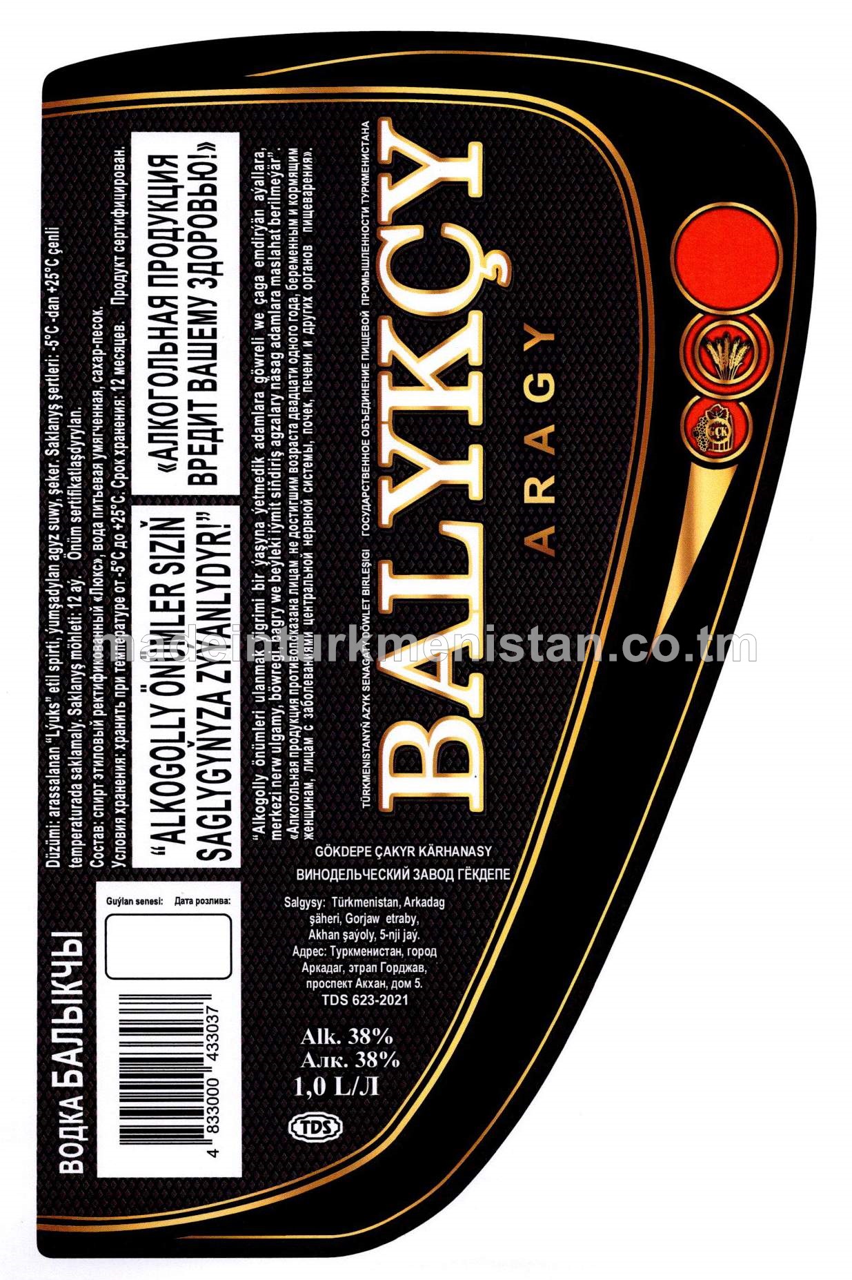 "Balykçy" aragy. Alk:38%