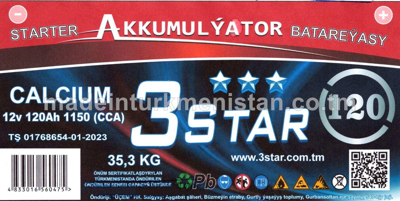 Starter akkumulýator batareýasy 12V 120Ah 1150 (CCA)
