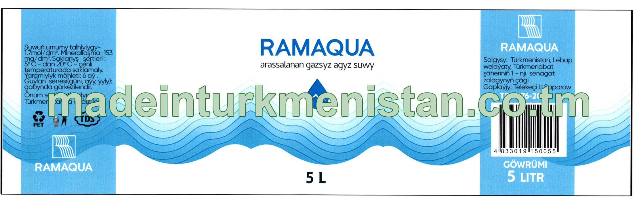 "Ramaqua" arssalanan gazsyz agyz suwy (Türkmenistanda öndürilen)