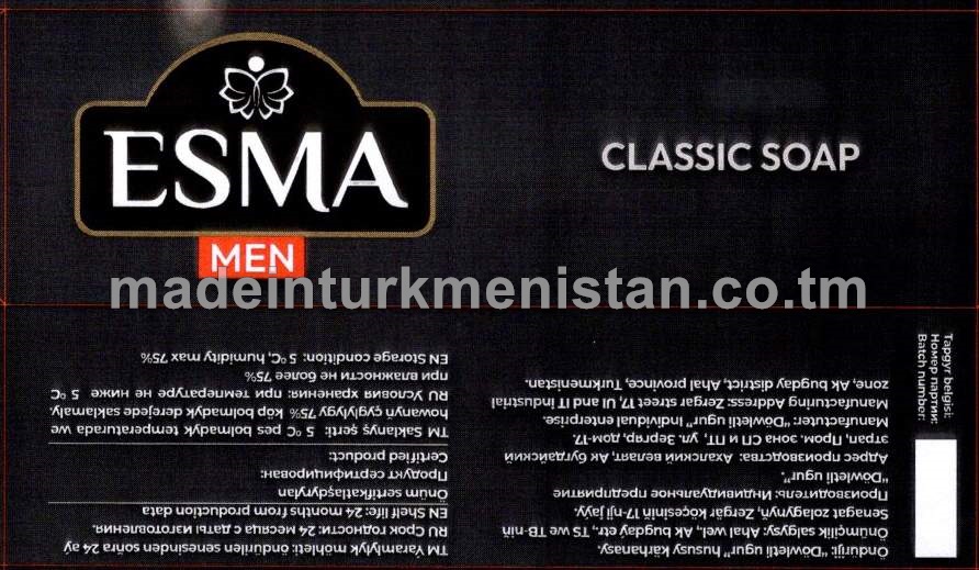 Erkekler üçin klassyky sabyn, hoşboý ysly