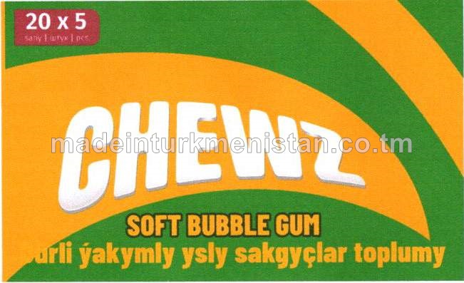 "chewz" Dürli ýakymly ysly sakgyçlar toplumy (ýertudana, pyrtykal, tutti-frutti) (20x5)