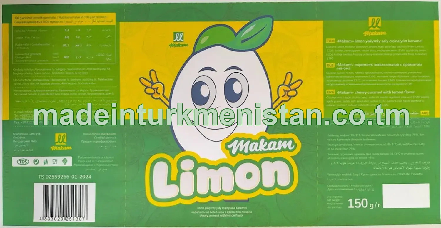 "Makam" limon ýakymly ysly çeýnelýän karamel