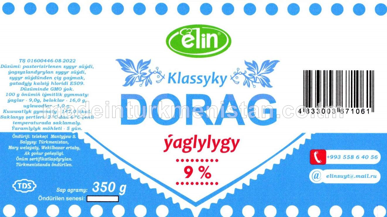Klassyky dorag. Ýaglylygy 9%