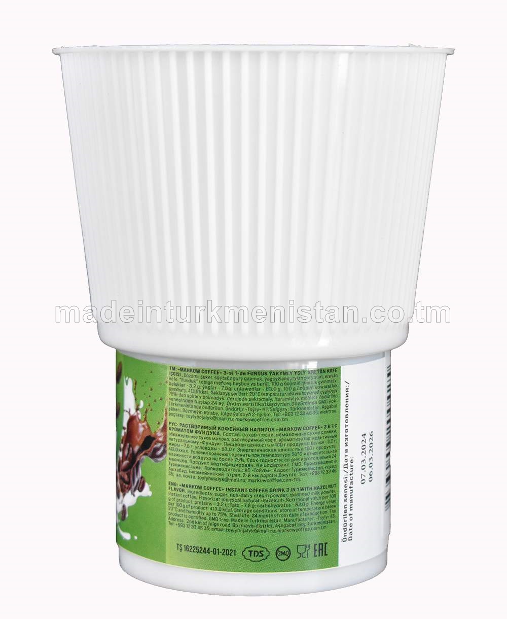 "Markow Coffee" 3-si 1-de funduk ýakymly ysly ereýän kofe içgisi
