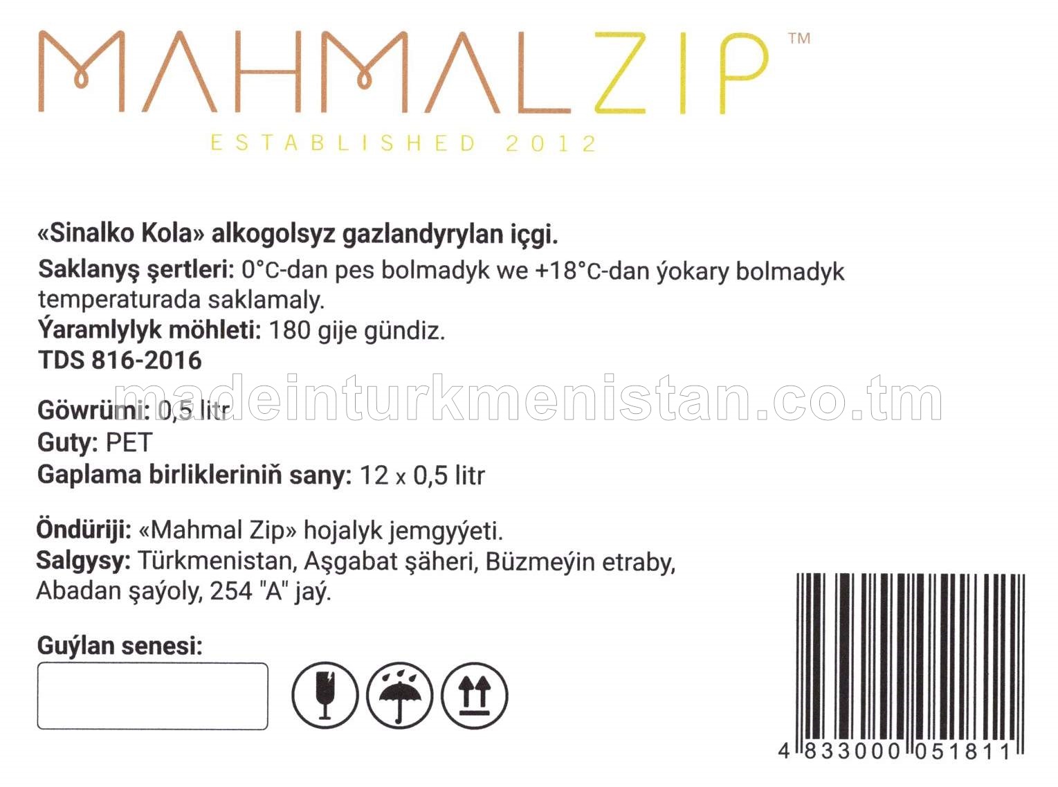 "Sinalko Kola" alkogolsyz gazlandyrylan içgi (0.5L)
