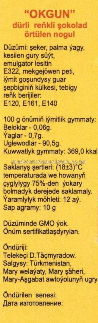 Dürli reňkli şokolad örtülen nogul