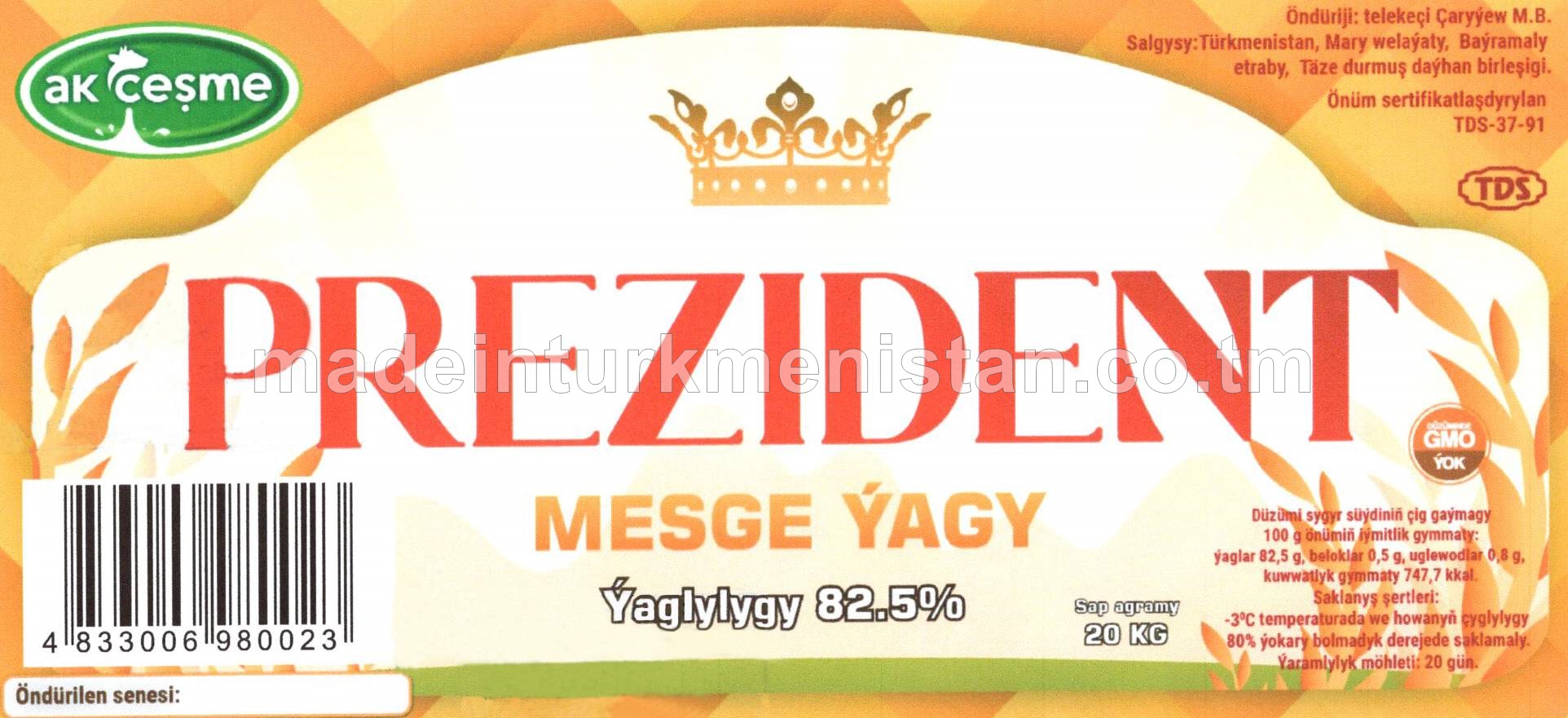 "Prezident" mesge ýagy. Ýaglylygy 82.5%