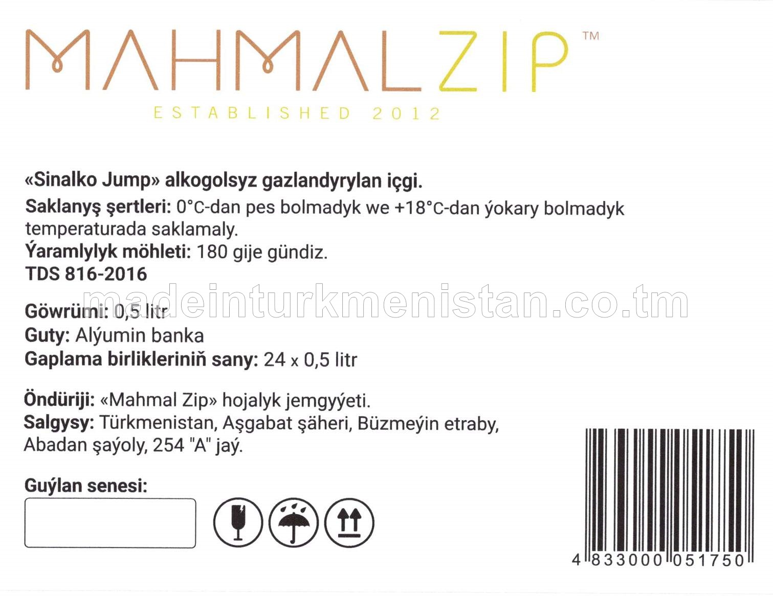 "Sinalko Jump" alkogolsyz gazlandyrylan içgi (0.5L)