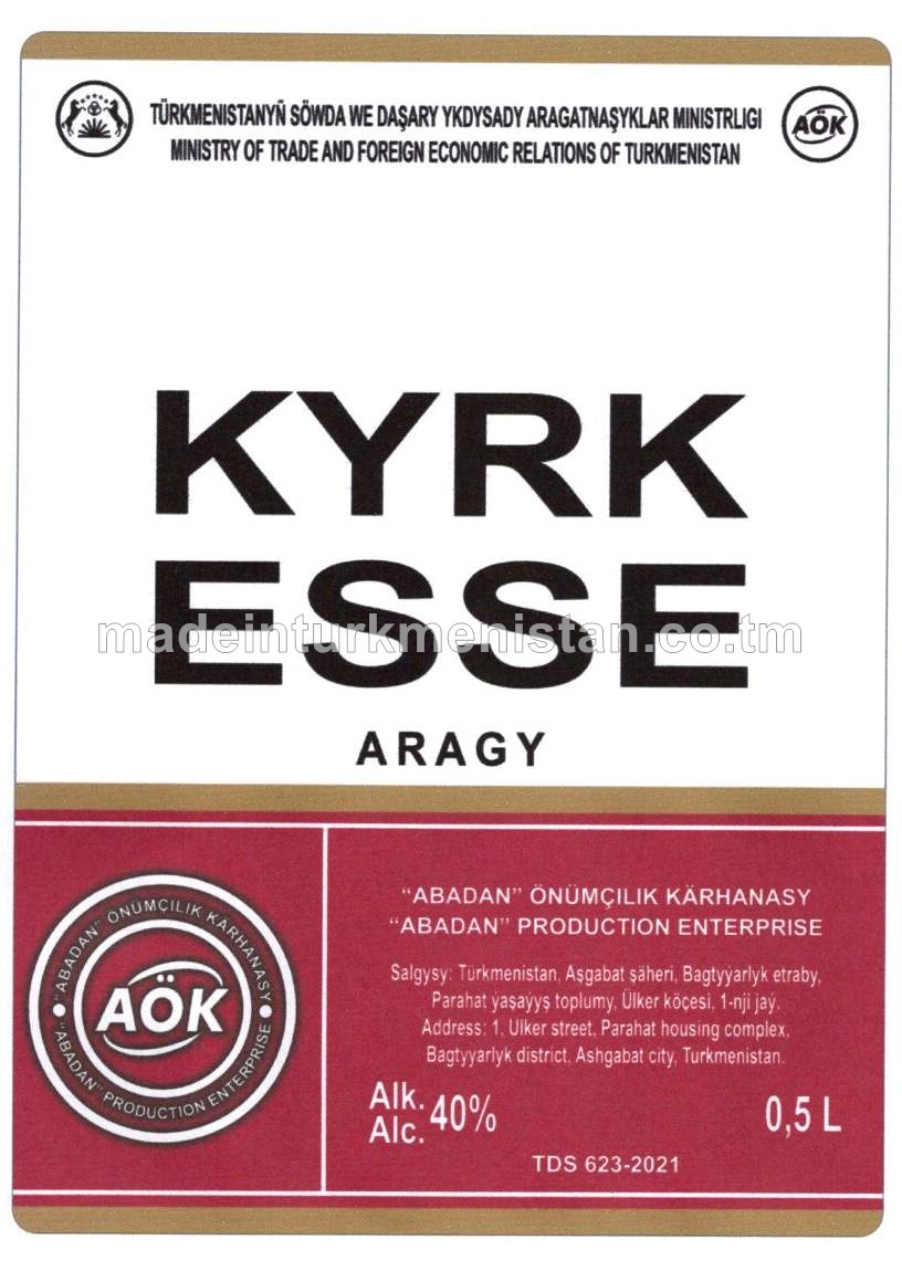 "Kyrk Esse" aragy. Alk: 40%