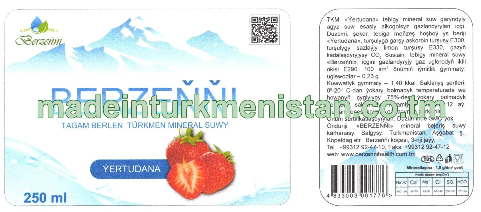 "Berzeňňi" Ýertudana tebigy mineral suw garyndyly agyz suw esasly alokogolsyz gazlandyrylan içgi