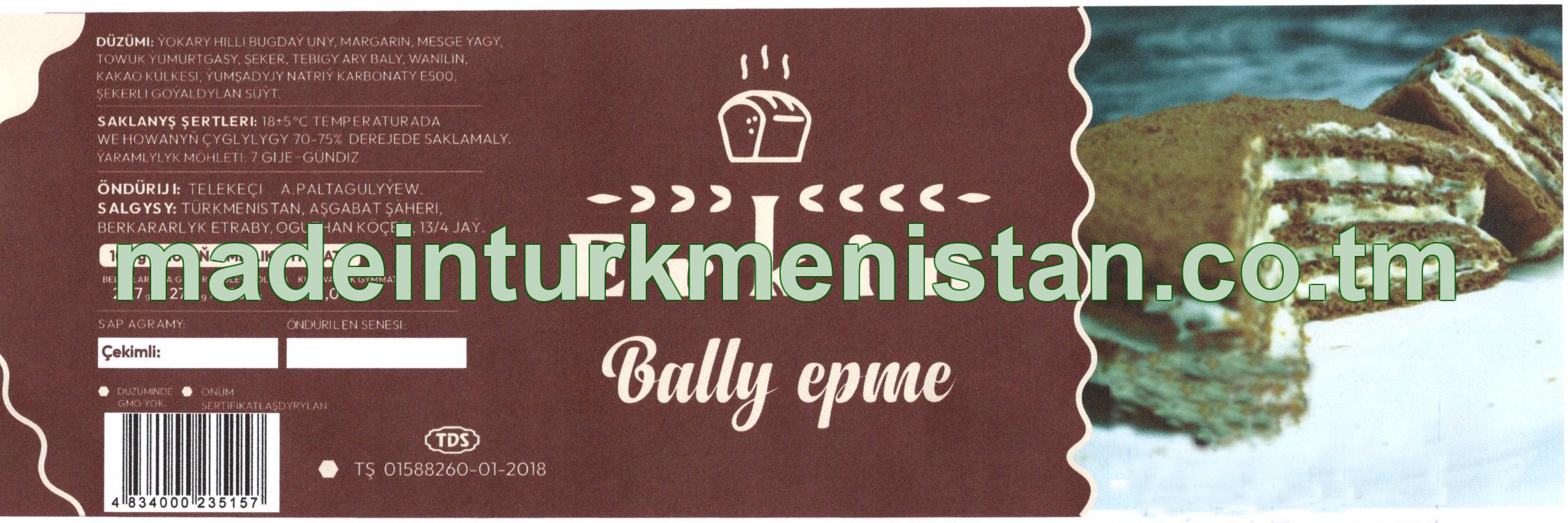 Bally epme. Ýokary hilli bugdaý unundan (çekimli)