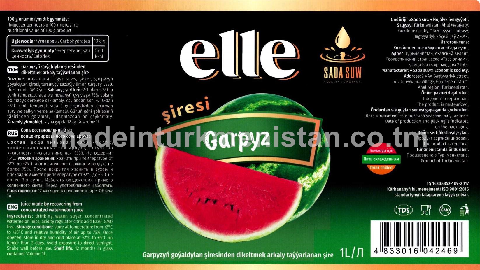 Elle garpyzyň goýaldylan şiresinden dikeltmek arkaly taýýarlanan şire