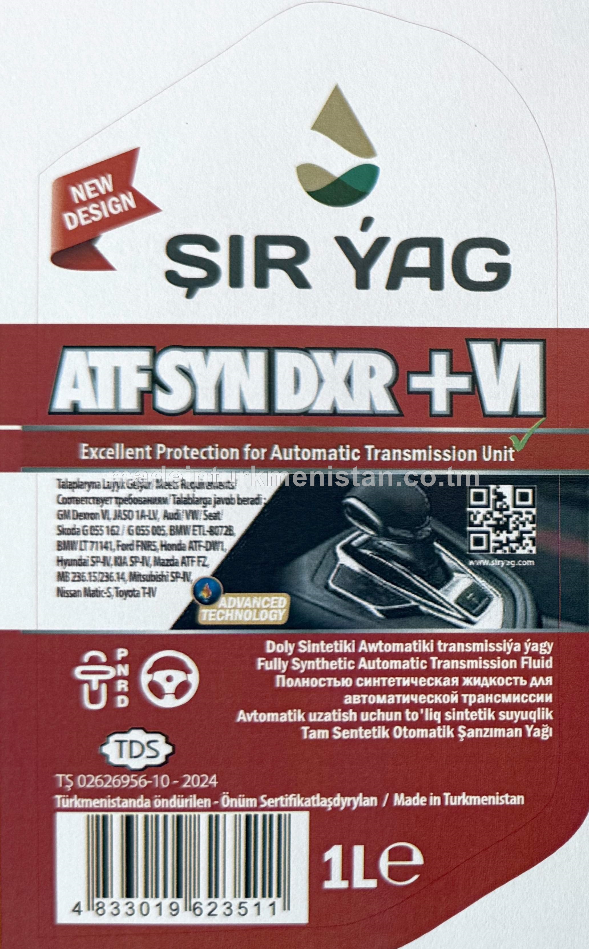 Doly Sintetiki Awtomatiki transmissiýa ýagy ATF SYN DXR +VI
