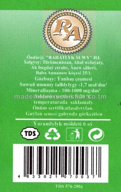 "RAHATLYK" arassalanan gazsyz agyz suwy