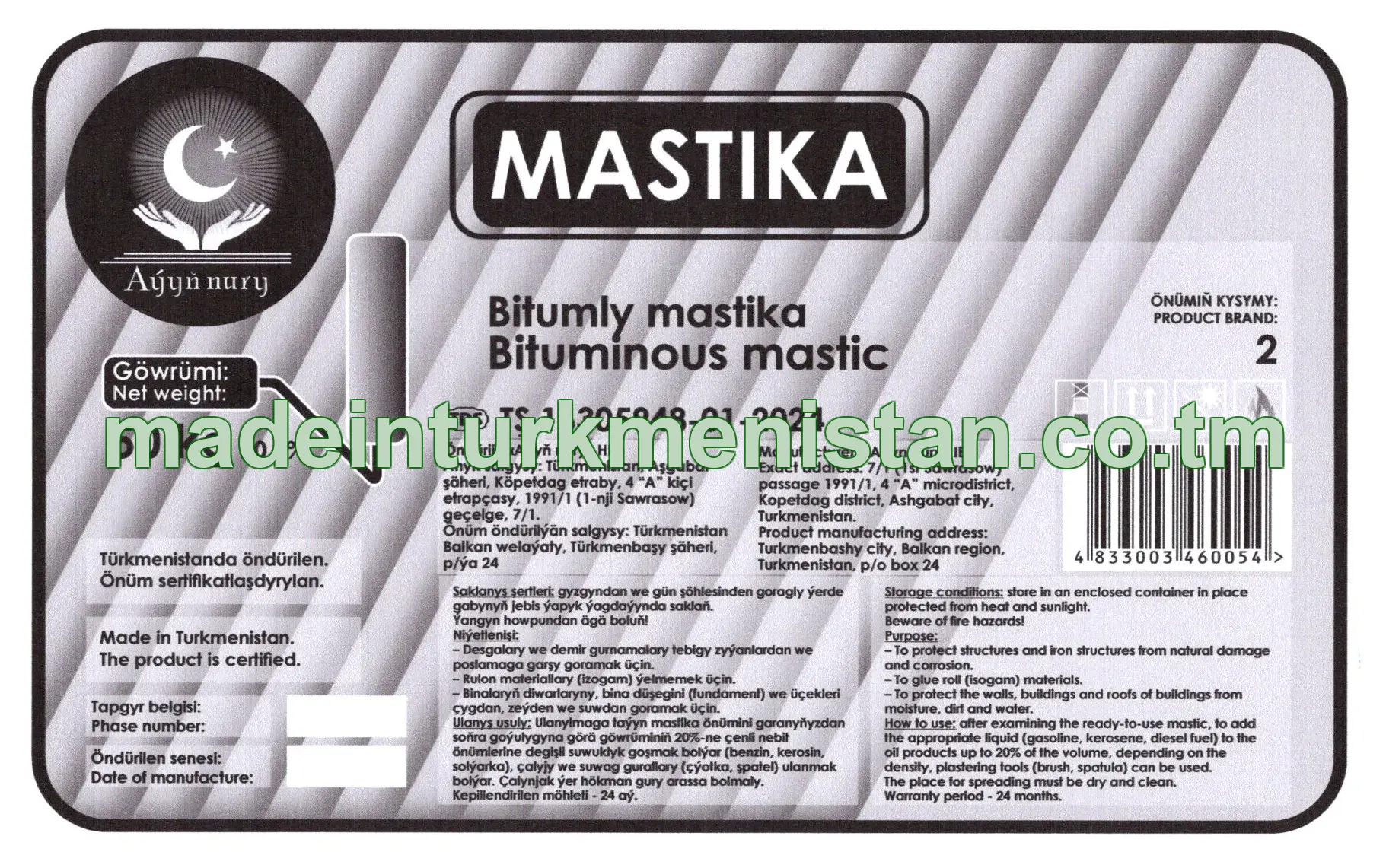 Bitumly mastika. Önümiň kysymy: 2