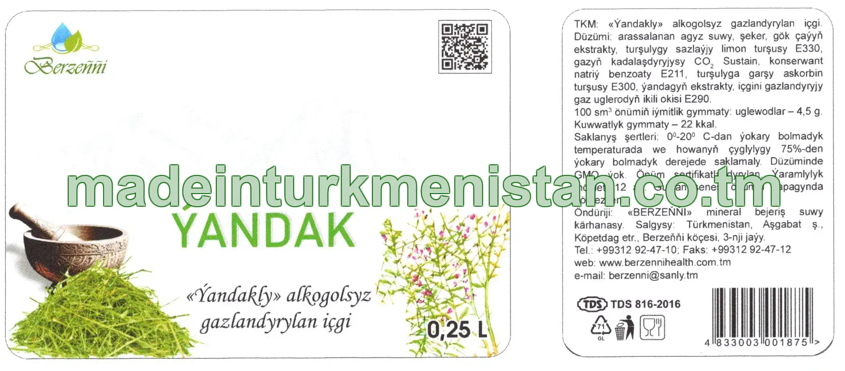 "Ýandakly" alkogolsyz gazlandyrylan içgi 