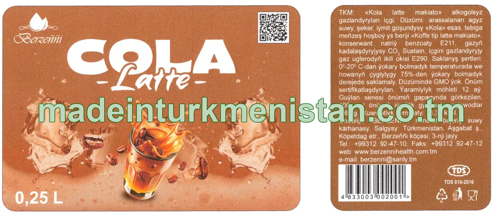 "Kola Latte makiato" alkogolsyz gazlandyrylan içgi