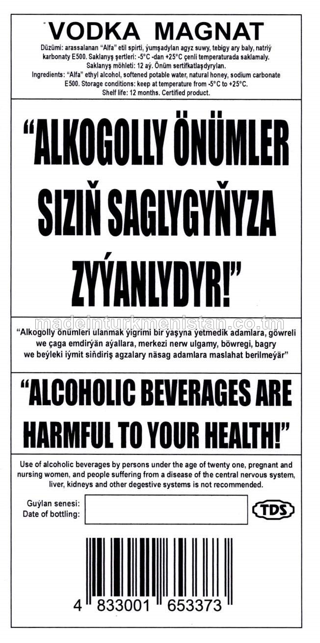 "MAGNAT" aragy. Alk: 40%