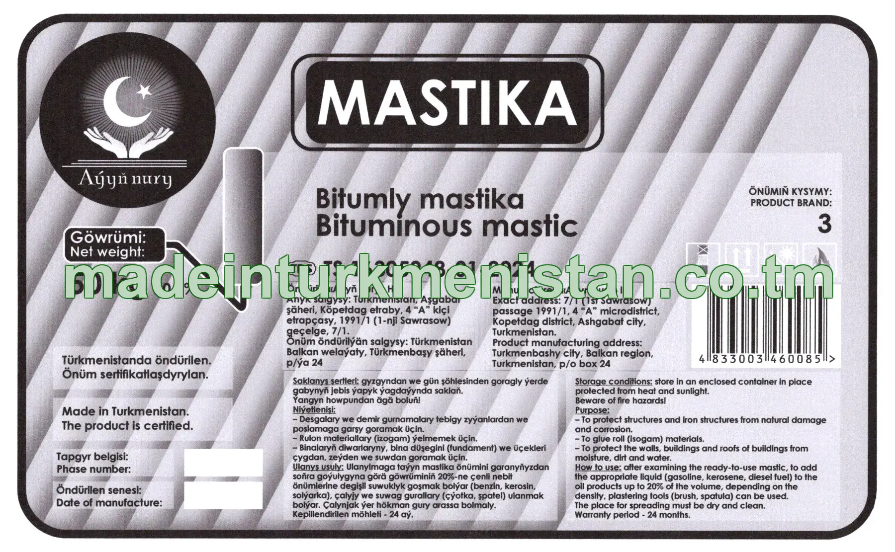 Bitumly mastika. Önümiň kysymy: 3