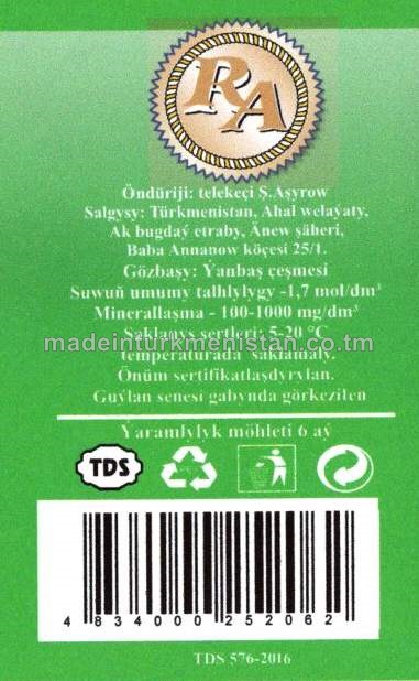 "RAHATLYK" arassalanan gazsyz agyz suwy 