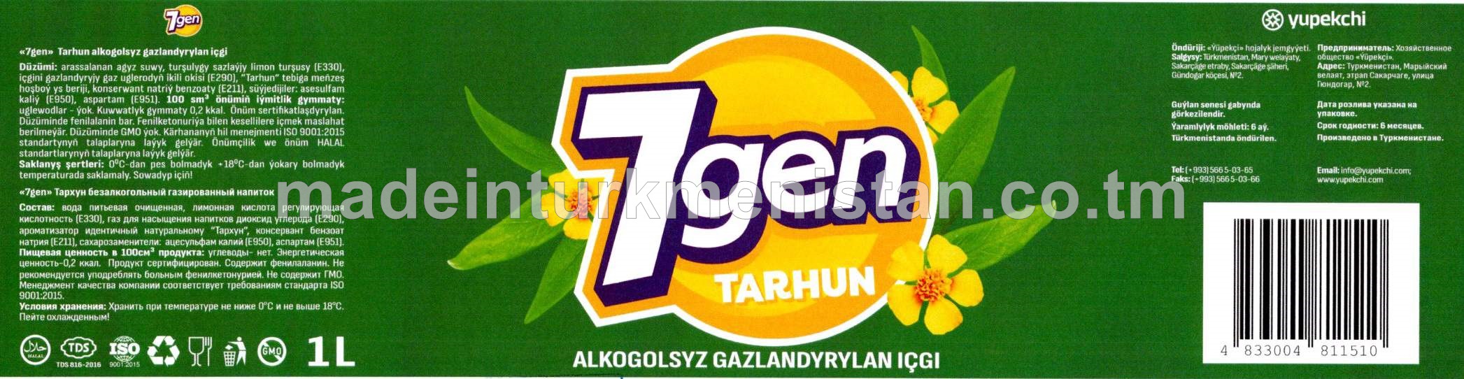 "7gen" Tarhun alkogolsyz gazlandyrylan içgi