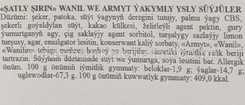 «ŞATLY ŞIRIN» wanilli armyt ýakymly ysly süýjüler