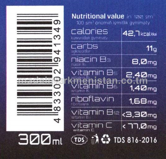 "GINSENG" Ženşen tagamly witaminleşdirilen alkogolsyz gazlandyrylan içgi 