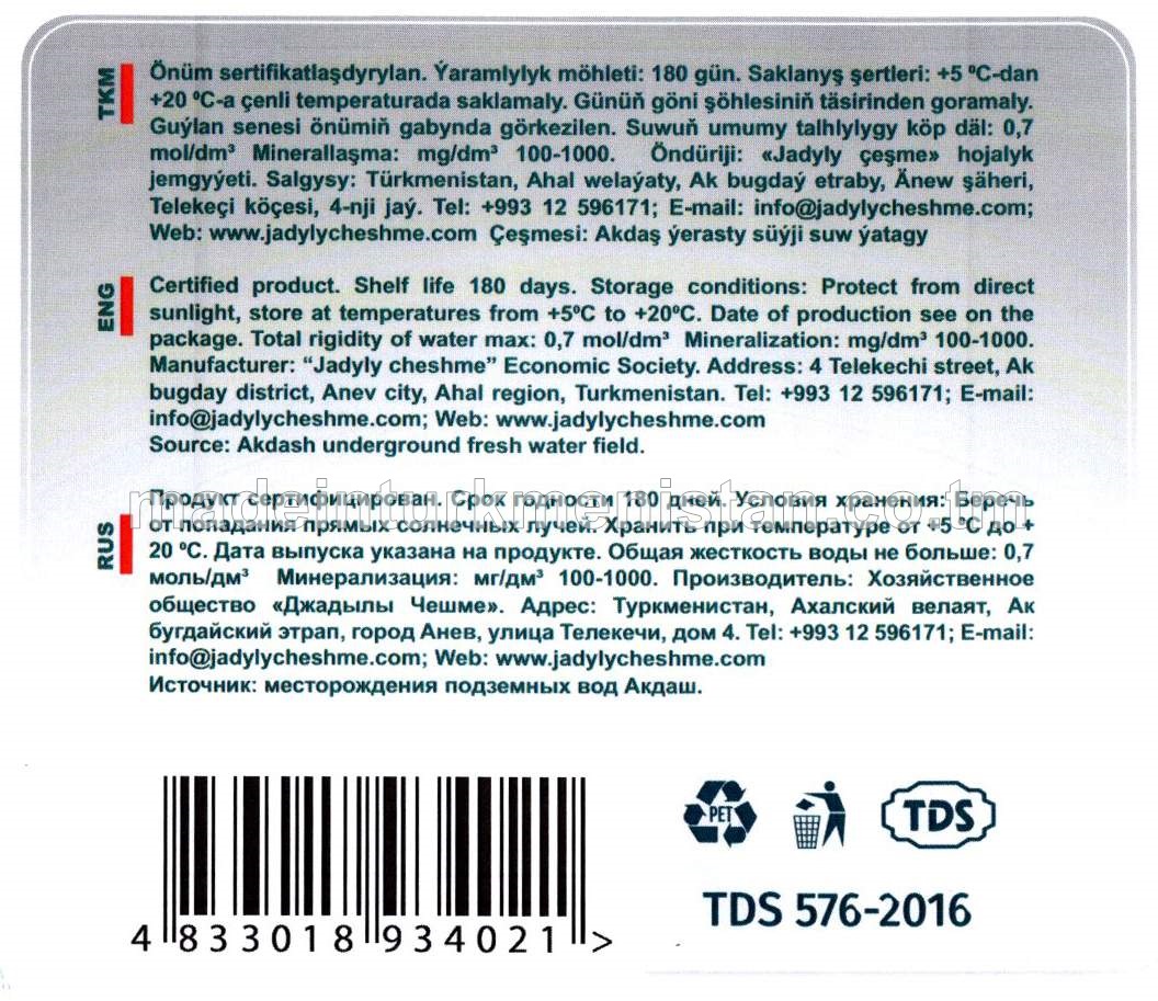 "Kristal" arassalanan gazsyz agyz suwy