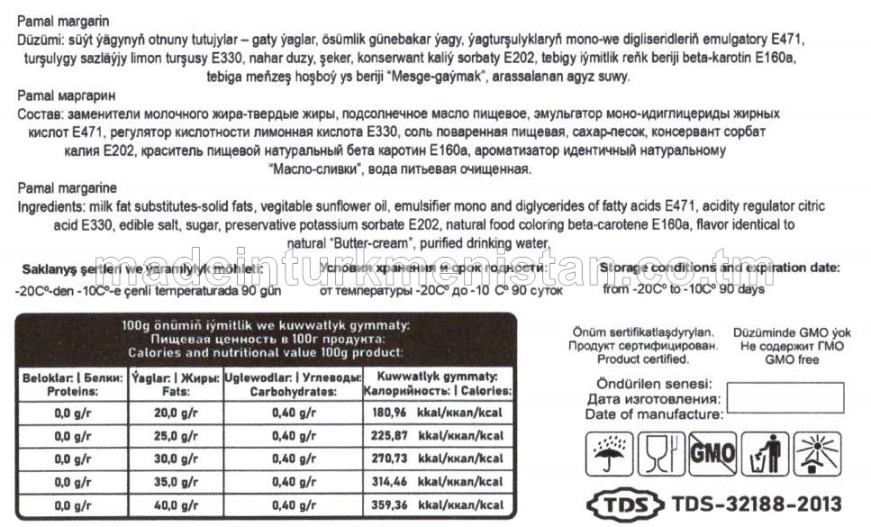 Pamal margarin. Ýaglylygy 40%