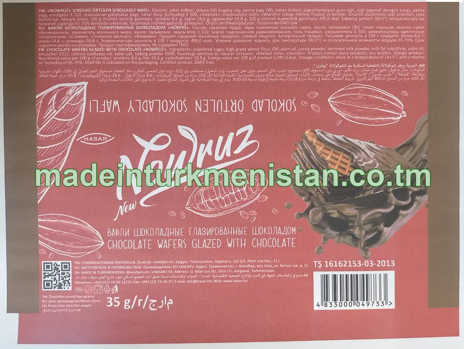 "Nowruz" şokolad örtülen şokoladly wafli.