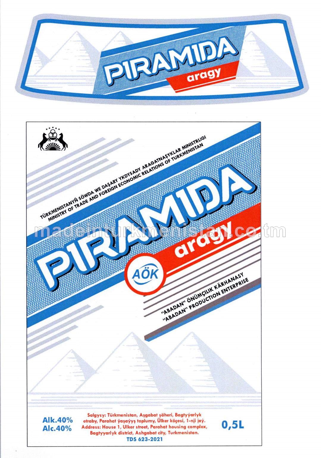 "Piramida" aragy. Alk: 40%