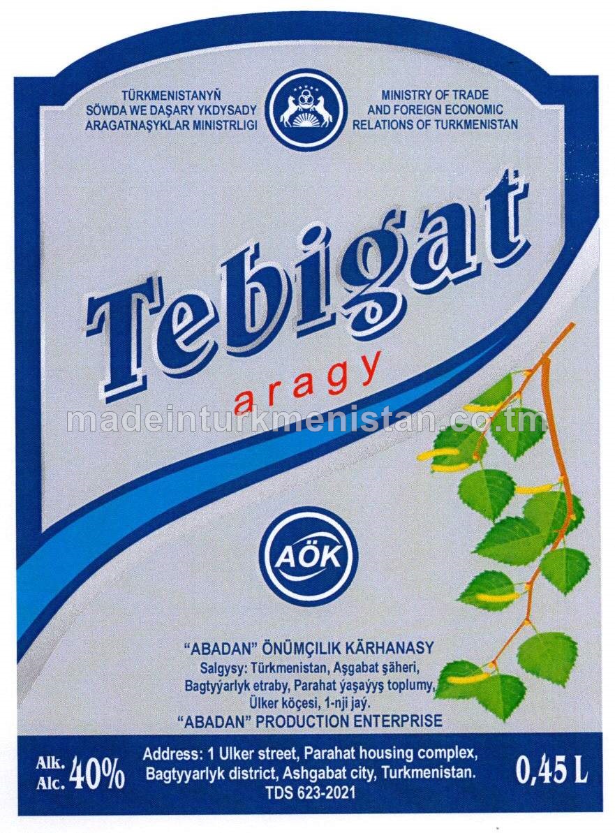 "Tebigat" aragy. Alk: 40%