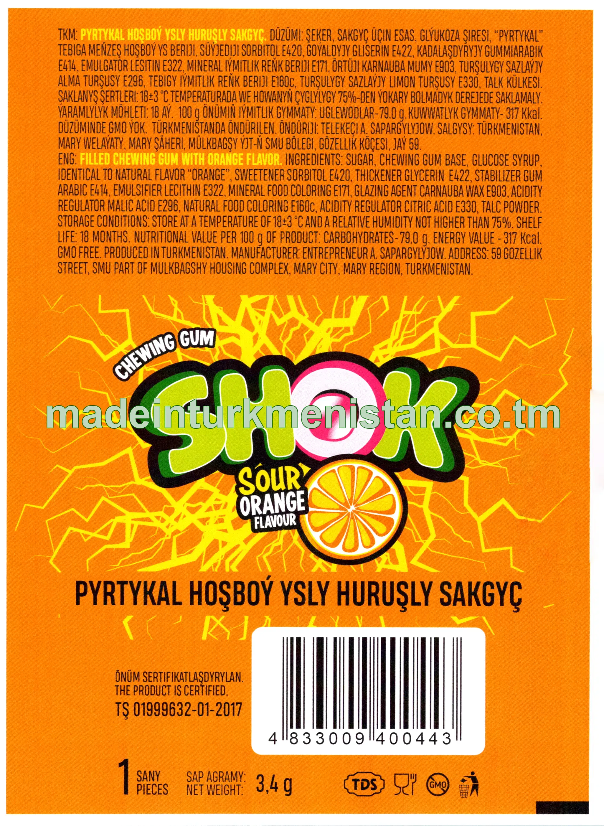 "Shok" pyrtykal hoşboý ysly huruşly sakgyç